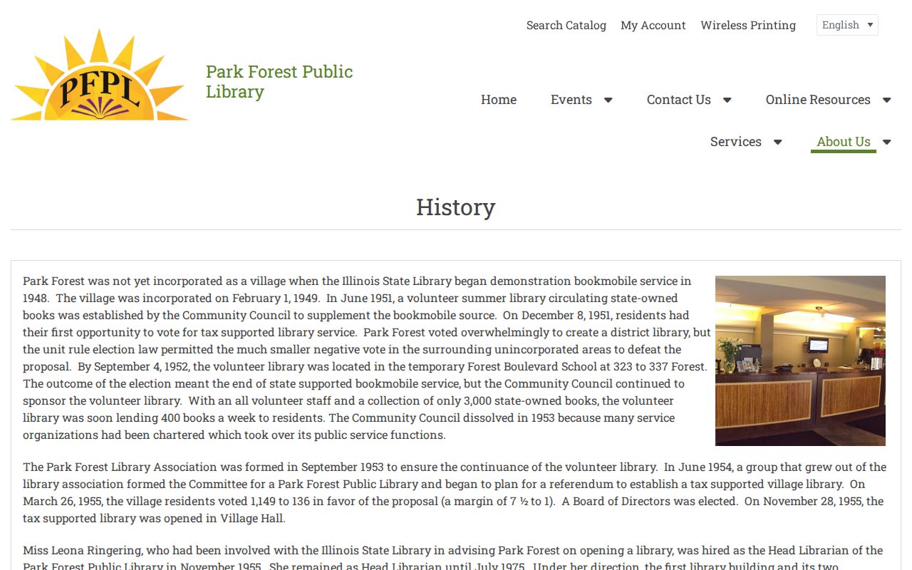 Park Forest city directory public library history