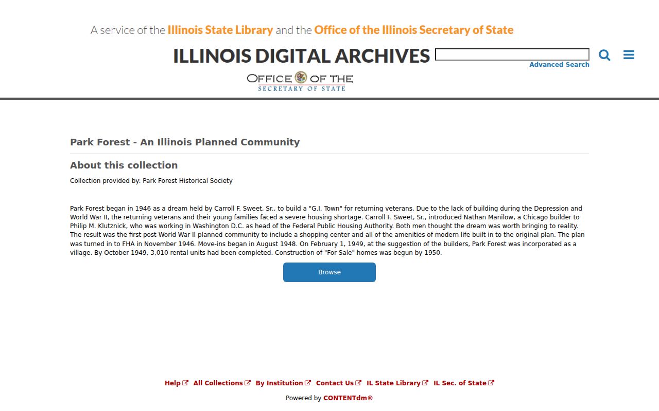 Park Forest city directory Illinois Digital Archives collection