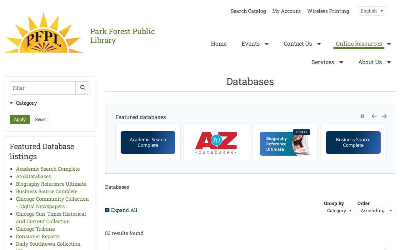 Park Forest Public Library databases for resident and family history research