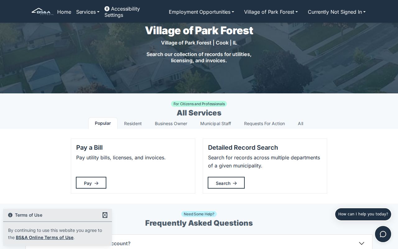 Park Forest neighbors municipal records portal