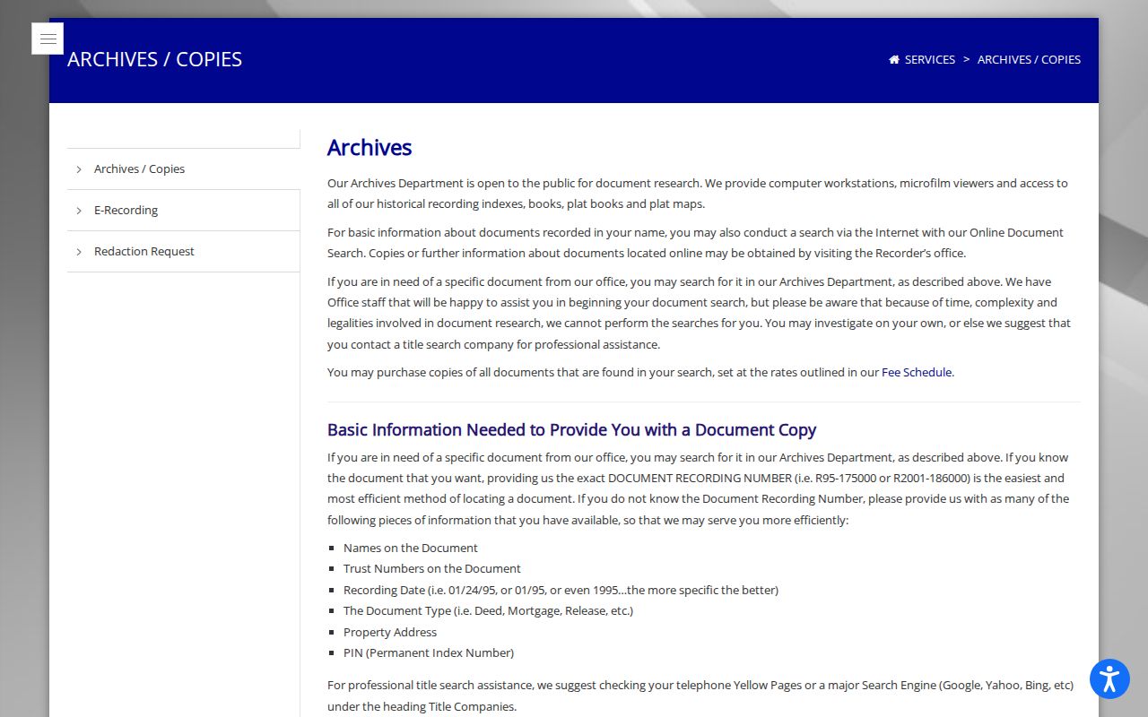 Park Forest previous residents archive and deed copy options