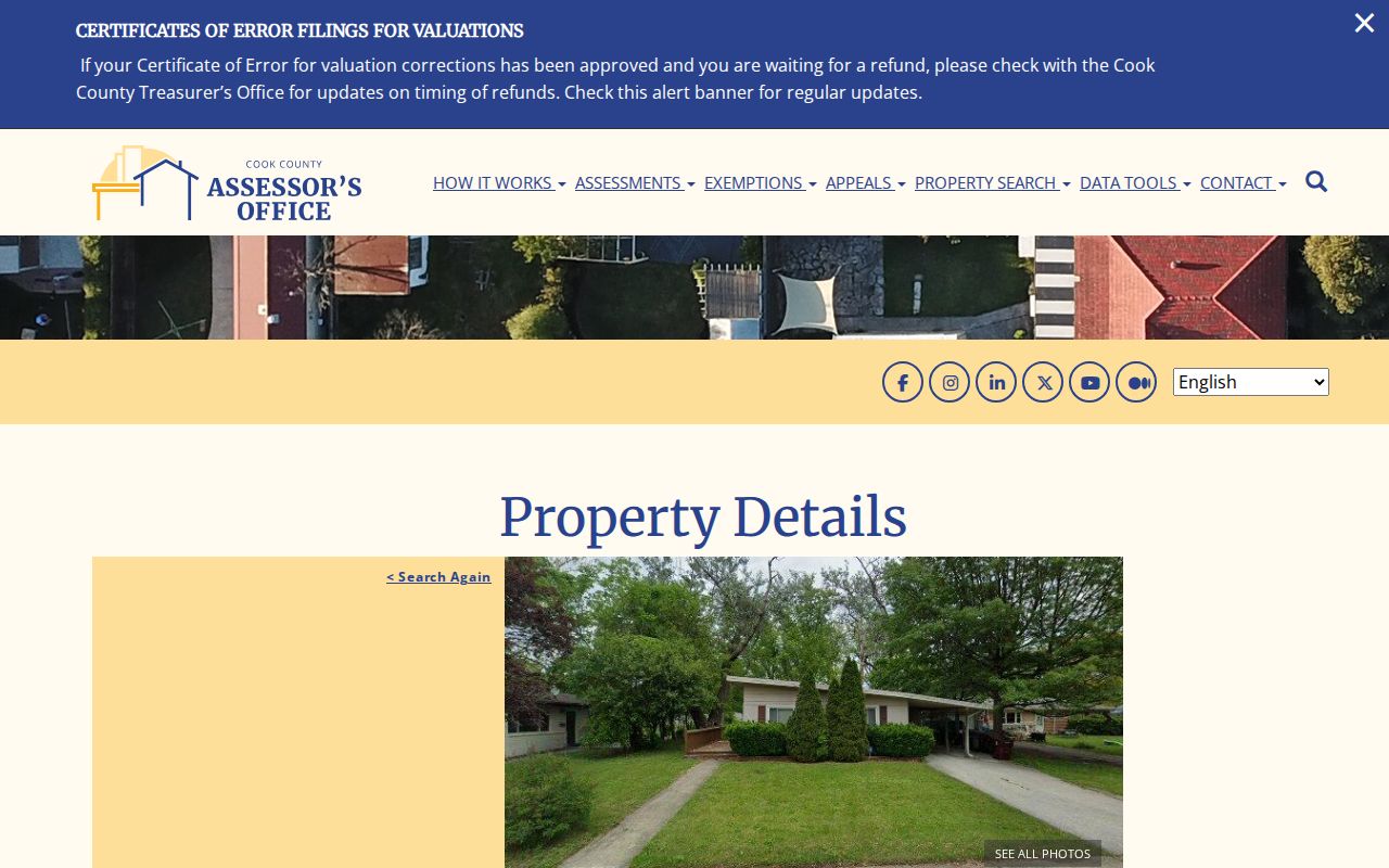 Park Forest previous residents Cook County parcel history