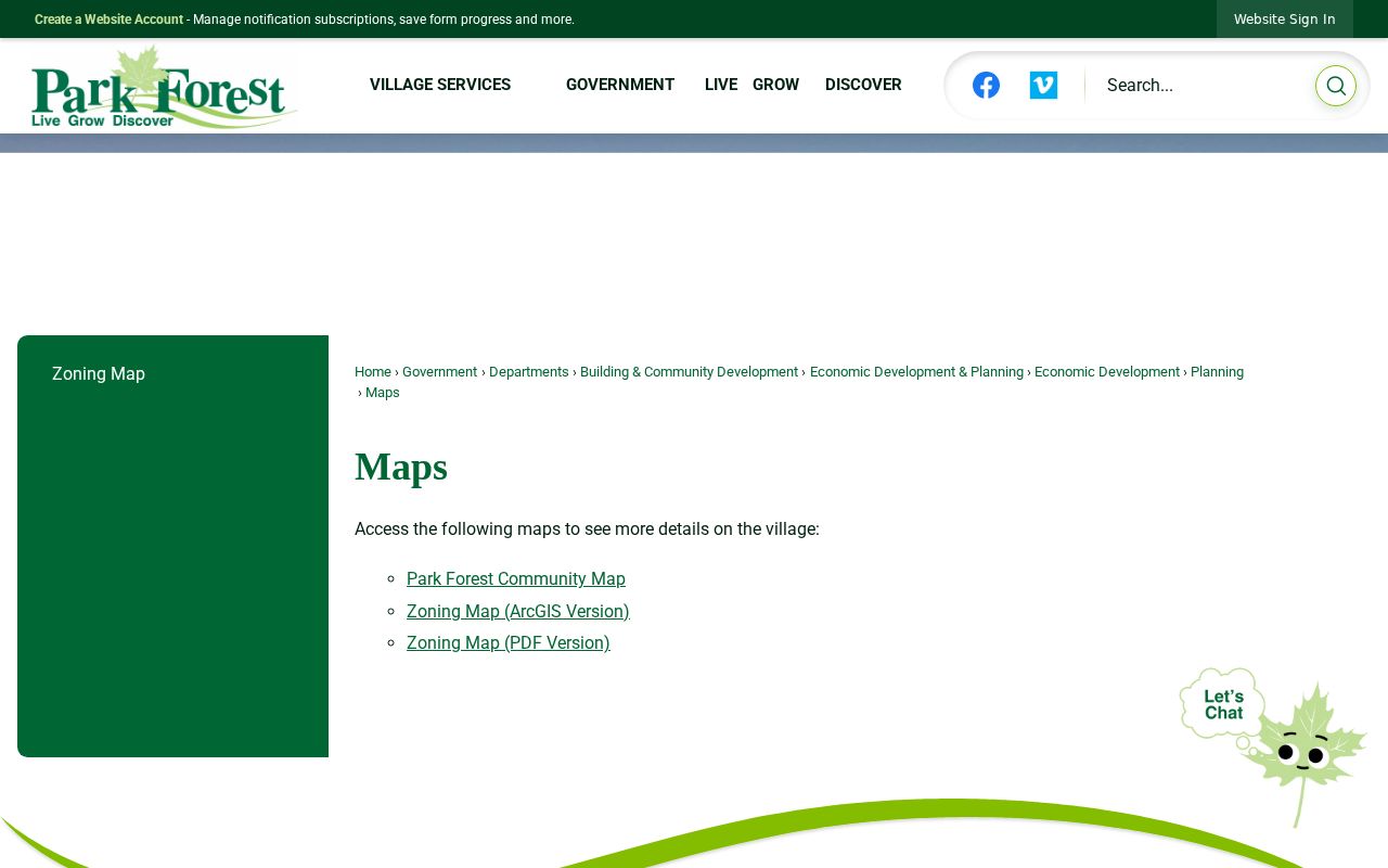 Village of Park Forest map resources for comparing ZIP labels with city limits