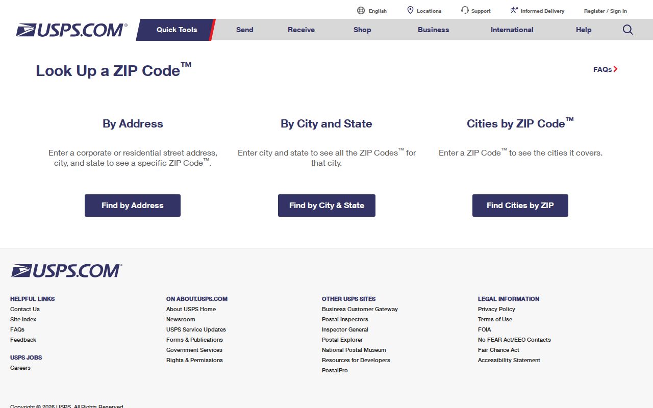 USPS ZIP lookup for verifying a complete Park Forest address